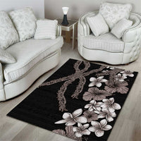 Hawaiian Tropical Flowers and Maile Pikake Area Rug Polynesian Tribal Pattern Grayscale Mode LT03 - Polynesian Pride
