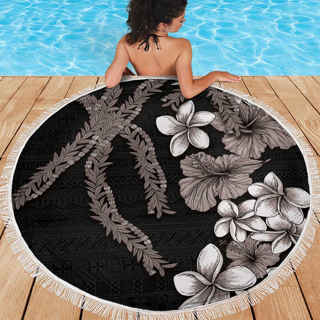 Hawaiian Tropical Flowers and Maile Pikake Beach Blanket Polynesian Tribal Pattern Grayscale Mode LT03 - Polynesian Pride