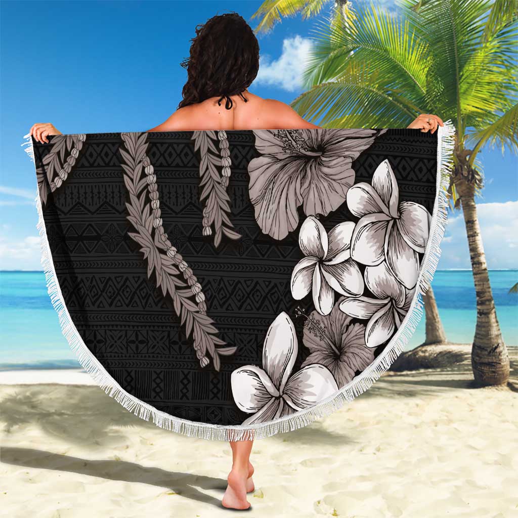 Hawaiian Tropical Flowers and Maile Pikake Beach Blanket Polynesian Tribal Pattern Grayscale Mode LT03 - Polynesian Pride