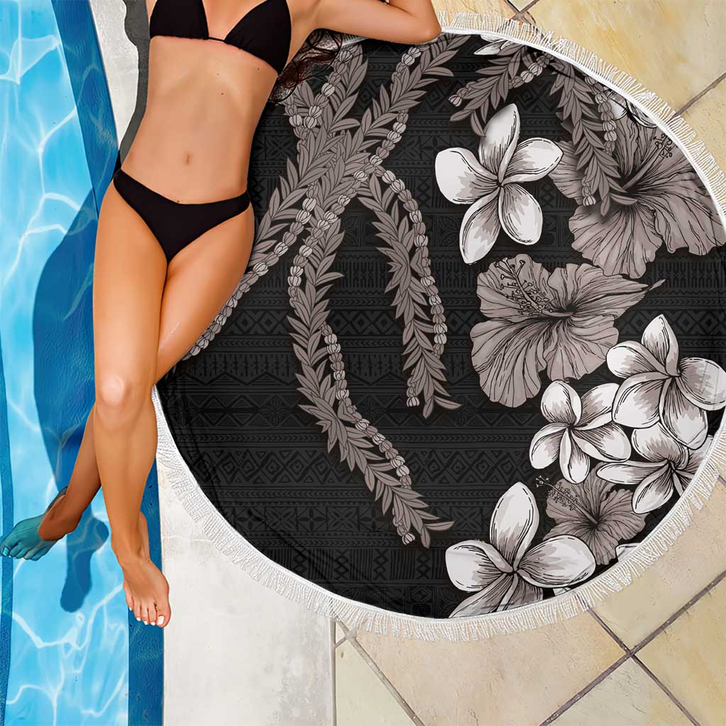 Hawaiian Tropical Flowers and Maile Pikake Beach Blanket Polynesian Tribal Pattern Grayscale Mode LT03 - Polynesian Pride