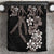 Hawaiian Tropical Flowers and Maile Pikake Bedding Set Polynesian Tribal Pattern Grayscale Mode