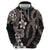 Hawaiian Tropical Flowers and Maile Pikake Hoodie Polynesian Tribal Pattern Grayscale Mode