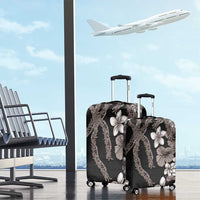 Hawaiian Tropical Flowers and Maile Pikake Luggage Cover Polynesian Tribal Pattern Grayscale Mode LT03 - Polynesian Pride