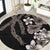 Hawaiian Tropical Flowers and Maile Pikake Round Carpet Polynesian Tribal Pattern Grayscale Mode