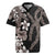 Hawaiian Tropical Flowers and Maile Pikake Rugby Jersey Polynesian Tribal Pattern Grayscale Mode