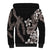 Hawaiian Tropical Flowers and Maile Pikake Sherpa Hoodie Polynesian Tribal Pattern Grayscale Mode