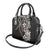 Hawaiian Tropical Flowers and Maile Pikake Shoulder Handbag Polynesian Tribal Pattern Grayscale Mode