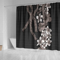 Hawaiian Tropical Flowers and Maile Pikake Shower Curtain Polynesian Tribal Pattern Grayscale Mode LT03 - Polynesian Pride