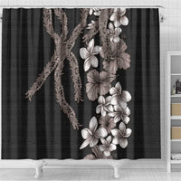 Hawaiian Tropical Flowers and Maile Pikake Shower Curtain Polynesian Tribal Pattern Grayscale Mode LT03 - Polynesian Pride