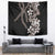 Hawaiian Tropical Flowers and Maile Pikake Tapestry Polynesian Tribal Pattern Grayscale Mode