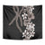 Hawaiian Tropical Flowers and Maile Pikake Tapestry Polynesian Tribal Pattern Grayscale Mode