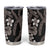 Hawaiian Tropical Flowers and Maile Pikake Tumbler Cup Polynesian Tribal Pattern Grayscale Mode