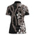 Hawaiian Tropical Flowers and Maile Pikake Women Polo Shirt Polynesian Tribal Pattern Grayscale Mode