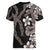 Hawaiian Tropical Flowers and Maile Pikake Women V-Neck T-Shirt Polynesian Tribal Pattern Grayscale Mode