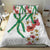 Hawaiian Tropical Flowers and Maile Pikake Bedding Set Polynesian Tribal Pattern White Color