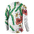 Hawaiian Tropical Flowers and Maile Pikake Button Sweatshirt Polynesian Tribal Pattern White Color