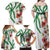 Hawaiian Tropical Flowers and Maile Pikake Family Matching Off Shoulder Maxi Dress and Hawaiian Shirt Polynesian Tribal Pattern White Color