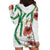 Hawaiian Tropical Flowers and Maile Pikake Hoodie Dress Polynesian Tribal Pattern White Color