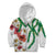 Hawaiian Tropical Flowers and Maile Pikake Kid Hoodie Polynesian Tribal Pattern White Color