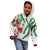 Hawaiian Tropical Flowers and Maile Pikake Kid Hoodie Polynesian Tribal Pattern White Color