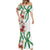 Hawaiian Tropical Flowers and Maile Pikake Mermaid Dress Polynesian Tribal Pattern White Color