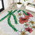 Hawaiian Tropical Flowers and Maile Pikake Round Carpet Polynesian Tribal Pattern White Color