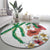 Hawaiian Tropical Flowers and Maile Pikake Round Carpet Polynesian Tribal Pattern White Color