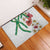 Hawaiian Tropical Flowers and Maile Pikake Rubber Doormat Polynesian Tribal Pattern White Color