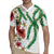 Hawaiian Tropical Flowers and Maile Pikake Rugby Jersey Polynesian Tribal Pattern White Color