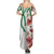 Hawaiian Tropical Flowers and Maile Pikake Summer Maxi Dress Polynesian Tribal Pattern White Color