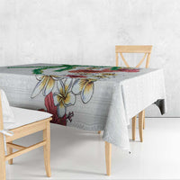 Hawaiian Tropical Flowers and Maile Pikake Tablecloth Polynesian Tribal Pattern White Color LT03 - Polynesian Pride