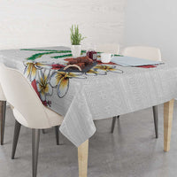 Hawaiian Tropical Flowers and Maile Pikake Tablecloth Polynesian Tribal Pattern White Color LT03 - Polynesian Pride