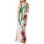 Hawaiian Tropical Flowers and Maile Pikake Tank Maxi Dress Polynesian Tribal Pattern White Color