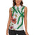 Hawaiian Tropical Flowers and Maile Pikake Women Sleeveless Polo Shirt Polynesian Tribal Pattern White Color