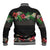 Hawaiian Tropical Flowers and Tribal Polynesian Tattoo Baseball Jacket Black Color