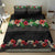 Hawaiian Tropical Flowers and Tribal Polynesian Tattoo Bedding Set Black Color