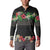 Hawaiian Tropical Flowers and Tribal Polynesian Tattoo Button Sweatshirt Black Color