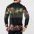 Hawaiian Tropical Flowers and Tribal Polynesian Tattoo Button Sweatshirt Black Color