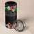 Hawaiian Tropical Flowers and Tribal Polynesian Tattoo 4 in 1 Can Cooler Tumbler Black Color