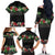 Hawaiian Tropical Flowers and Tribal Polynesian Tattoo Family Matching Off The Shoulder Long Sleeve Dress and Hawaiian Shirt Black Color