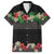 Hawaiian Tropical Flowers and Tribal Polynesian Tattoo Family Matching Puletasi and Hawaiian Shirt Black Color