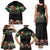 Hawaiian Tropical Flowers and Tribal Polynesian Tattoo Family Matching Tank Maxi Dress and Hawaiian Shirt Black Color