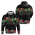 Hawaiian Tropical Flowers and Tribal Polynesian Tattoo Hoodie Black Color