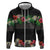 Hawaiian Tropical Flowers and Tribal Polynesian Tattoo Hoodie Black Color