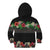 Hawaiian Tropical Flowers and Tribal Polynesian Tattoo Kid Hoodie Black Color