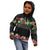 Hawaiian Tropical Flowers and Tribal Polynesian Tattoo Kid Hoodie Black Color