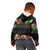 Hawaiian Tropical Flowers and Tribal Polynesian Tattoo Kid Hoodie Black Color