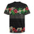 Hawaiian Tropical Flowers and Tribal Polynesian Tattoo Rugby Jersey Black Color