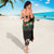 Hawaiian Tropical Flowers and Tribal Polynesian Tattoo Sarong Black Color