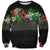 Hawaiian Tropical Flowers and Tribal Polynesian Tattoo Sweatshirt Black Color